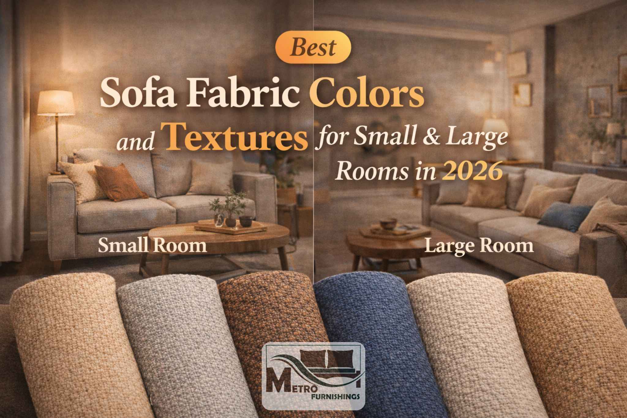 Best sofa fabric colors and textures for small and large living rooms in 2026